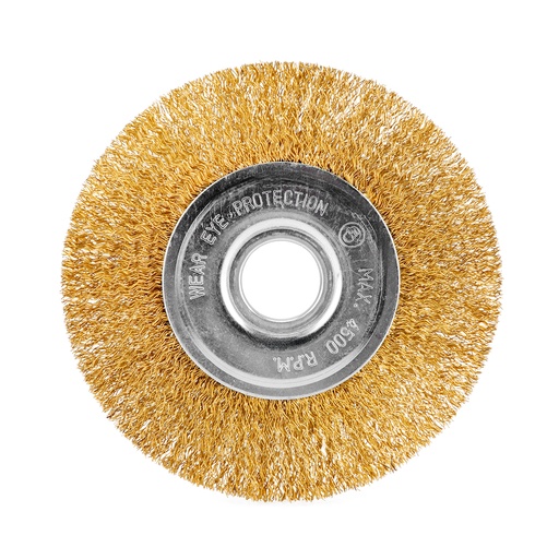 [746569] Crimped wheel grinder brush, 125 mm, arbor hole 22,2 mm, brass coated steel wire// MTX