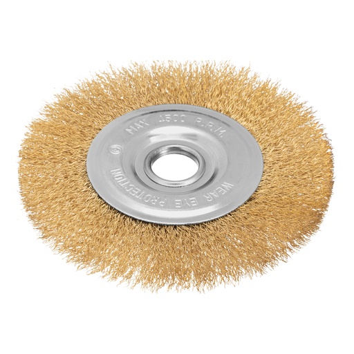 [746649] Crimped wheel grinder brush, 150 mm, arbor hole 22,2 mm, brass coated steel wire// MTX