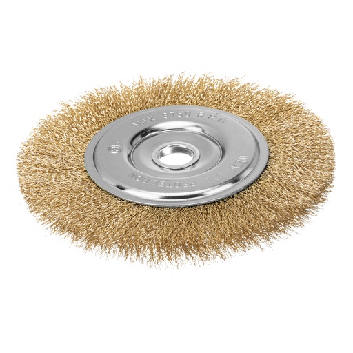 [746689] Crimped wheel grinder brush, 200 mm, arbor hole 22,2 mm, brass coated steel wire// MTX
