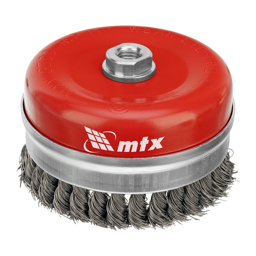 [746749] Twisted сup grinder brush,"Heavy Duty", cup 125 mm, М14, tempered steel wire// MTX
