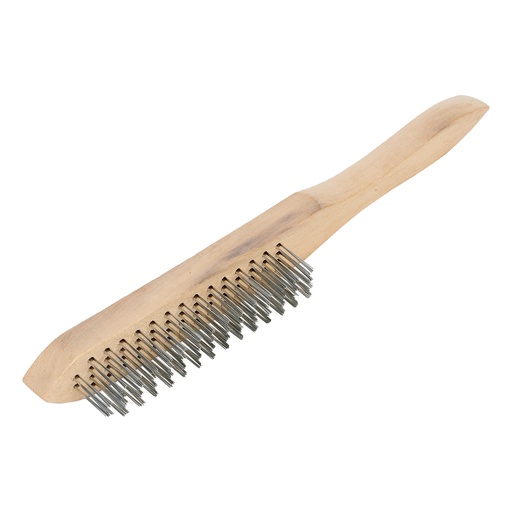 [748225] Steel wire-brush, 4 row, with wooden handle// Sparta