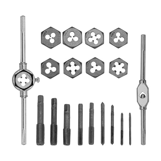 [773105] 20 pcs Tap and die set M3-M12, tap-die holder, plastic case// Sparta