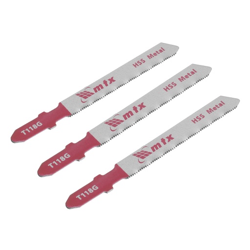 [782069] Jig saw blade for metal, 3 pcs T118G, 50 x 0,8 mm, HSS// MTX