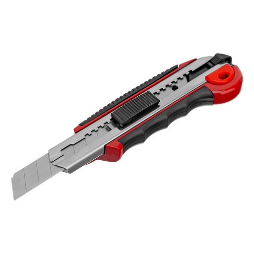 [789219] Utility knife, 18mm, retractable blade, 5 spare blades, metal guide, rubber-coated handle// MTX