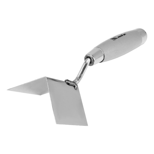 [863129] Stainless steel trowel for external angles, 80 x 60 x 60 mm, wooden handle// MTX