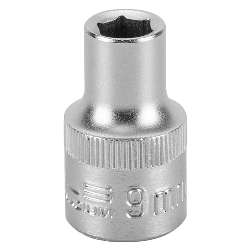 [1380955] 1/2" Dr,, 6PT Socket 9 mm, CrV, with plastic holder// Stels
