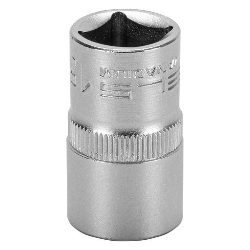 [1381555] 1/2" Dr,, 6PT Socket 15 mm, CrV, with plastic holder// Stels