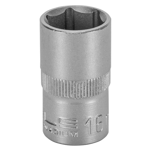 [1381655] 1/2" Dr,, 6PT Socket 16 mm, CrV, with plastic holder// Stels 1381655