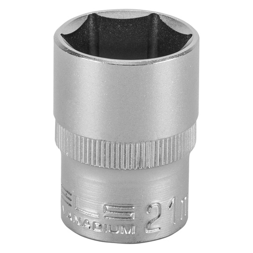 [1382155] 1/2" Dr,, 6PT Socket 21 mm, CrV, with plastic holder// Stels