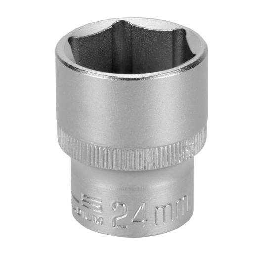 [1382455] 1/2" Dr,, 6PT Socket 24 mm, CrV, with plastic holder// Stels