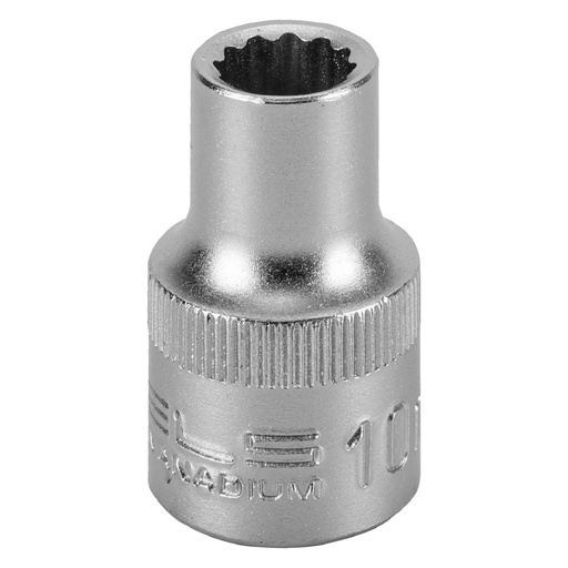 [1391055] 1/2" Dr,, 12PT Socket 10 mm, CrV, with plastic holder// Stels
