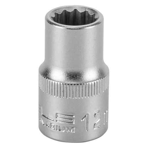 [1391255] 1/2" Dr,, 12PT Socket 12 mm, CrV, with plastic holder// Stels 1391255