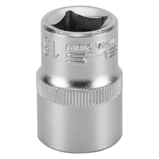 [1391855] 1/2" Dr,, 12PT Socket 18 mm, CrV, with plastic holder// Stels