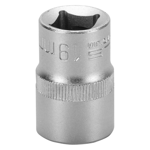 [1391955] 1/2" Dr,, 12PT Socket 19 mm, CrV, with plastic holder// Stels