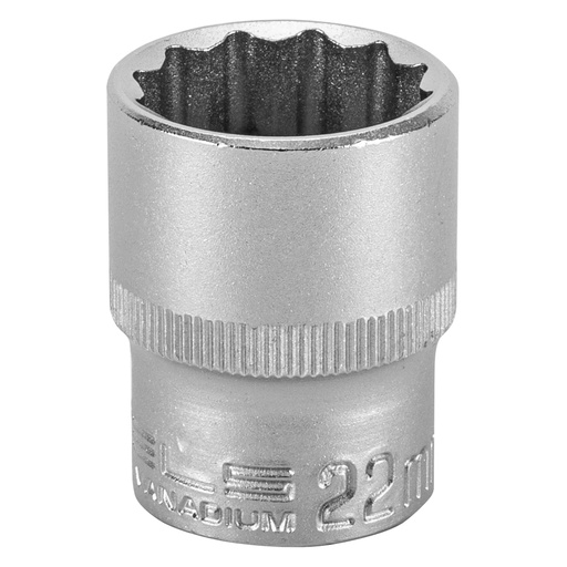 [1392255] 1/2" Dr,, 12PT Socket 22 mm, CrV, with plastic holder// Stels 1392255