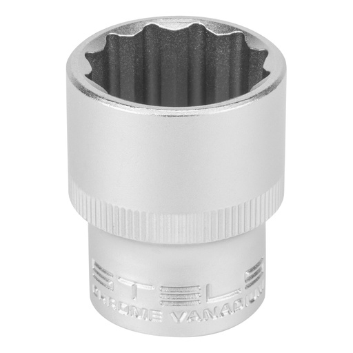 [1392355] 1/2" Dr,, 12PT Socket 23 mm, CrV, with plastic holder// Stels