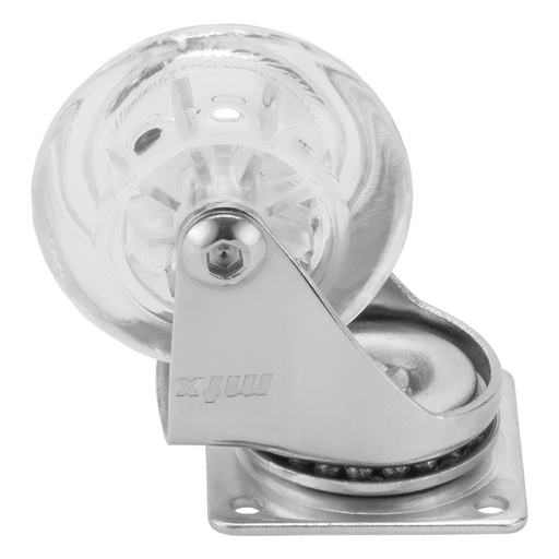 [6873255] MTX Transparent Polyurethane Caster Wheel, d-50 mm, Platform Fixing / Прозрачное полиуретановое колесо, d-50 мм, крепление платформенное — 6873255