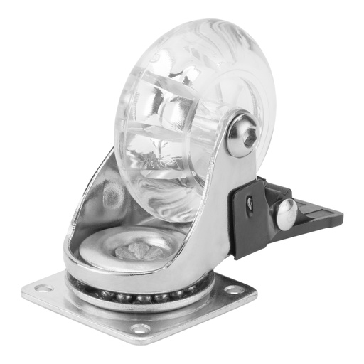 [6873755] Transparent polyurethane caster wheel with brake d-50mm, platform fixing// MTX 6873755