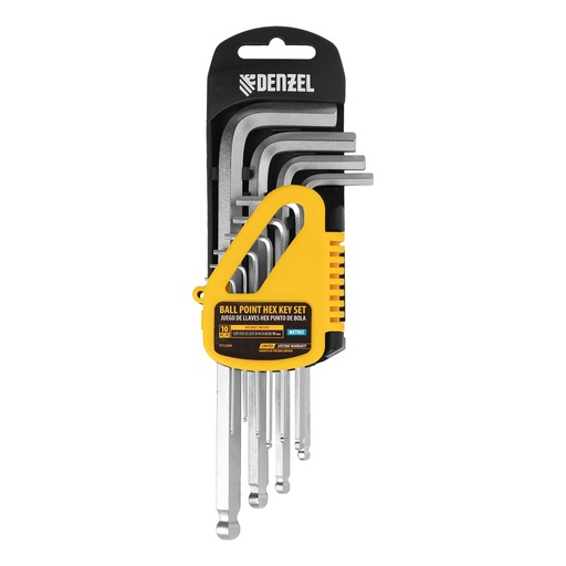 [7712305] 10 pc, Ball-point Hex key set, METRIC// Denzel 7712305