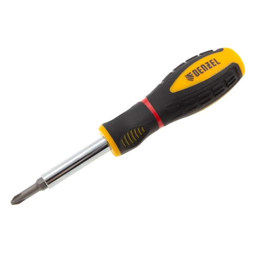 [7713381] Combination screwdriver 4 in 1, SL3/16"-PH1, SL1/4"-PH2, bi-material handle// Denzel 7713381