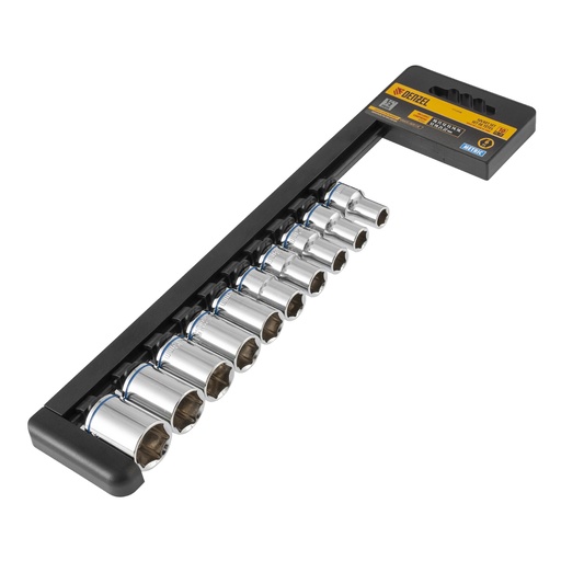 [7713558] Denzel Socket Set 1/2″ Drive, Metric, 10 pcs / Набор торцевых головок Дензел 1/2″, метрический, 10 шт.