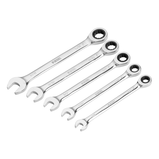 [7715433] Denzel Ratcheting Combination Wrench Set SAE, 5 pcs / Набор комбинированных трещоточных ключей Дензел SAE, 5 шт.