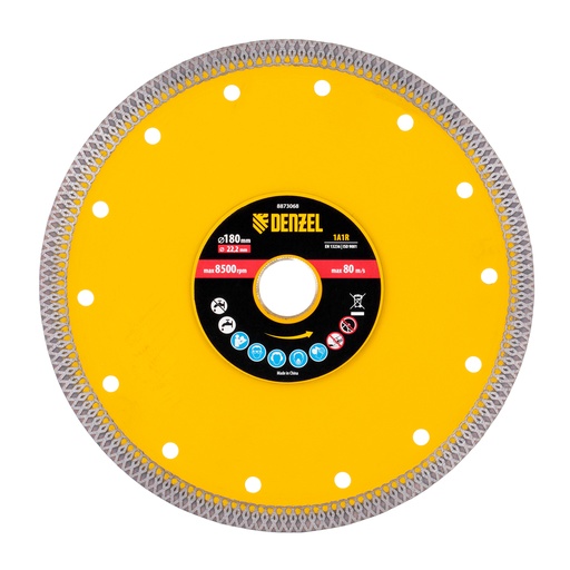[8873068] Diamond cutting disc 180 х 22,2 mm, dry and wet cut// Denzel 8873068