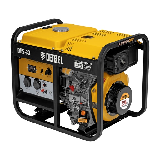[8894411] Denzel Diesel Generator DES-32, 3.2 kVA, 230 V, 11 L, Recoil Starter
