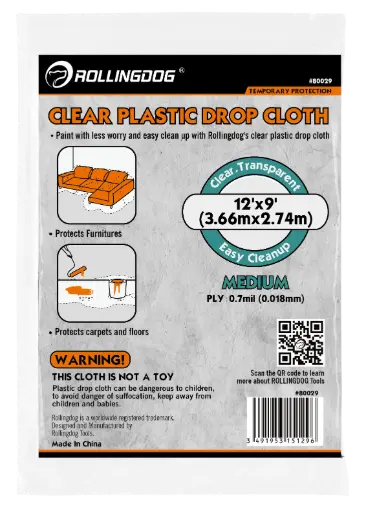 [80029] RollingDog CLEAR-GUARD Drop Cloth 3.6 × 2.7 m, Medium