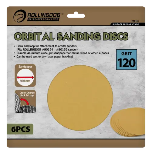 [90141] RollingDog Orbital Sanding Discs P120 225 mm, 6 pcs / Орбитальные шлифовальные круги RollingDog P120 225 мм, 6 шт.