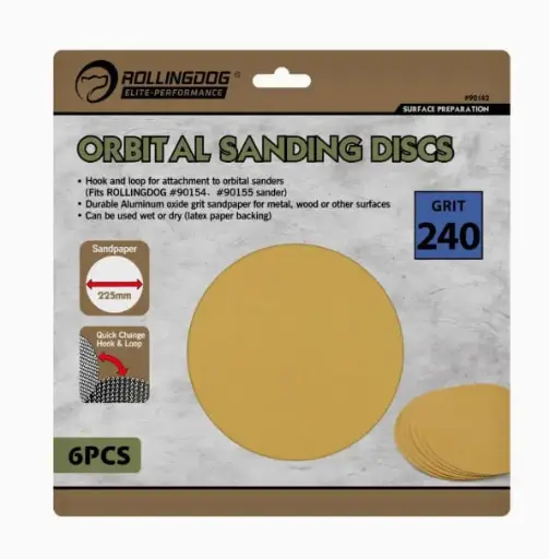 [90142] RollingDog Orbital Sanding Discs P240 225 mm, 6 pcs / Орбитальные шлифовальные круги RollingDog P240 225 мм, 6 шт.