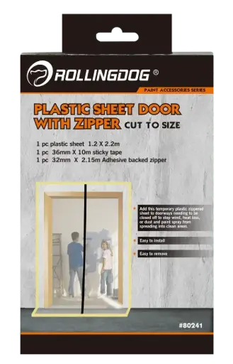 [80241] RollingDog Temporary Plastic Door with Zipper 2.1 × 1 m