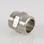 [VTr.582.N.0006] VALTEC Threaded Fitting: Nipple MM Nickel-Plated 1"/ Латунный переходной ниппель — 1″ × ¾″ НР