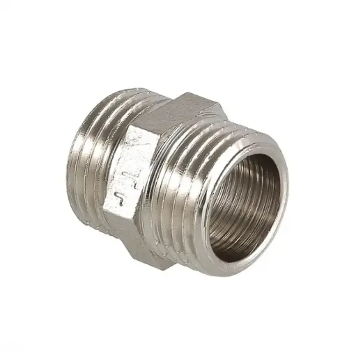 [VTR.582.N.0005] Valtec Threaded Nipple MM Nickel‑Plated 26 mm × 26 mm (3/4") / Латунный переходной ниппель Valtec НР 26 мм × 26 мм (3/4")