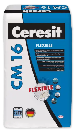 [Tile Adhesive CM16] Ceresit CM16 Flexible Polymer‑Modified Cementitious Tile Adhesive 25 kg, White