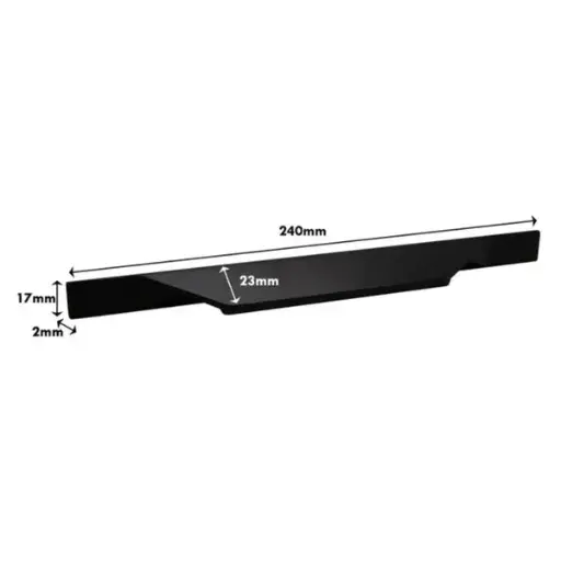 [74200MBL] Euro Art Cabinet Handle 128 mm × 200 mm, Matt Black / Ручка мебельная Euro Art 128 × 200 мм, матовый чёрный