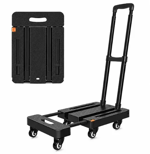 Foldable Flatbed Moving Trolley, 200 kg Capacity, Black