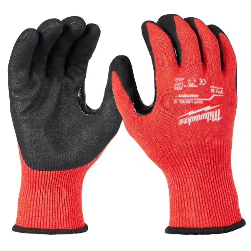 [4932471421] Milwaukee Dipped Gloves Cut Level 3, Size L/9, 1 Pair