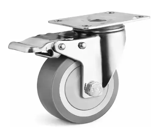 [WH30100TPRB] Locking Swivel Caster Wheel with Brake, 4" × 2" (100 × 50 mm)