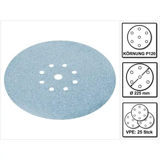 FESTOOL Abrasive Sanding Disc 225 mm, P120 (Box 25 Pcs)