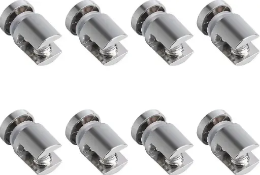 Adjustable Glass Shelf Brackets, Polished Chrome for 4-6mm Glass 8 Pcs