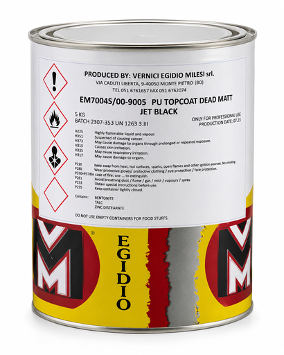 [EM7004S/00-9005] Milesi PU Topcoat Dead Matt, Jet Black, 5 kg